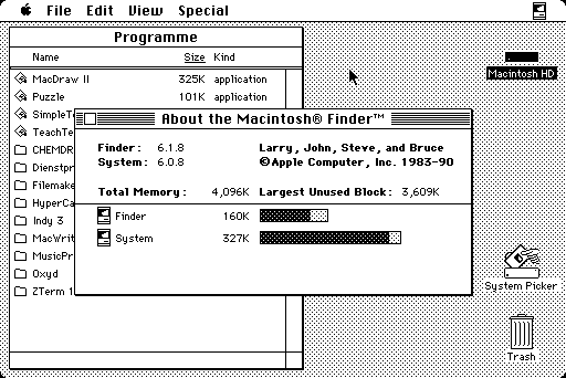 [Screenshot of Macintosh System 6]